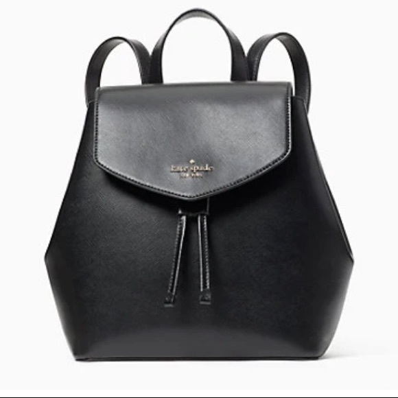 Kate Spade Lizzie medium flap back pack in black leather
